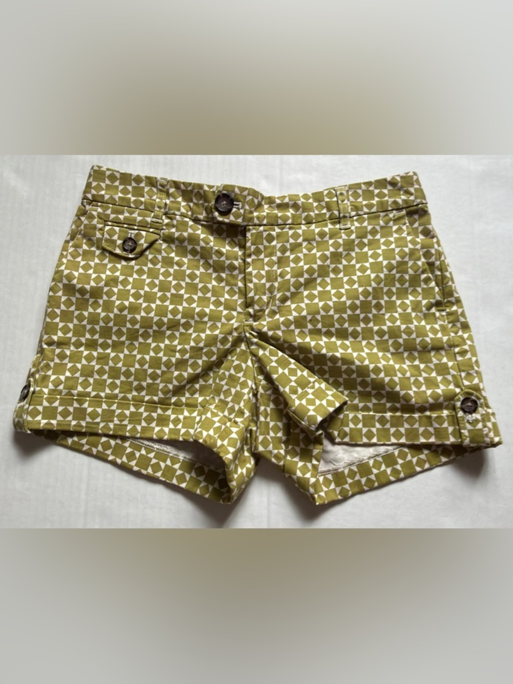 Banana Republic Olive Geometric Print High-Waist Shorts